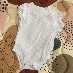 Garanimals White Ruffled Bodysuit with Ribbed Texture